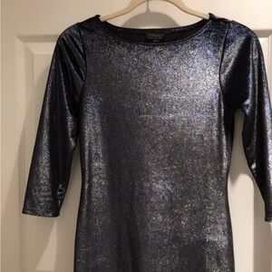 TOPSHOP Size 4 Metallic Dress with 3/4 Sleeves